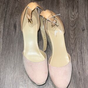 Nine West Blush and Tan Wedge Espadrilles